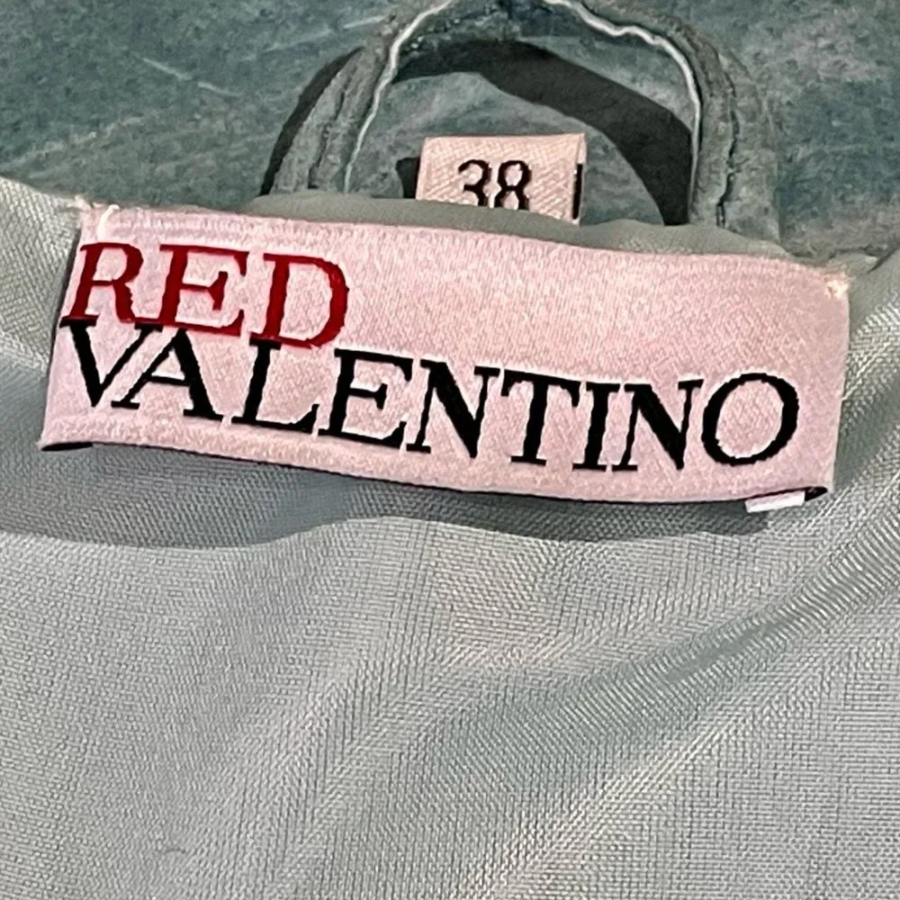 ⭐️HP⭐️RED VALENTINO▪️Light Aqua Blue Seamed Retro Suede Leather Jacket - Picture 8 of 9